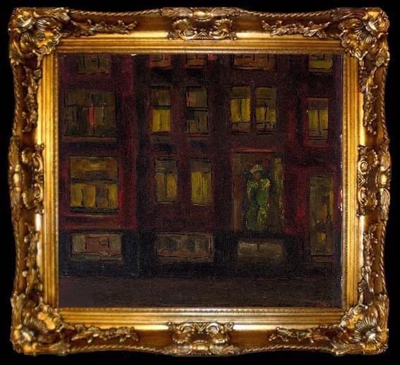 framed  Georges Jansoone Gloomy front with lady in green, ta009-2